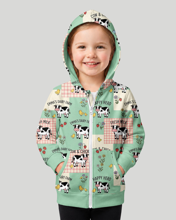 Custom Name Minty Farm And A Tiny Chick Bamboo Zip Hoodie