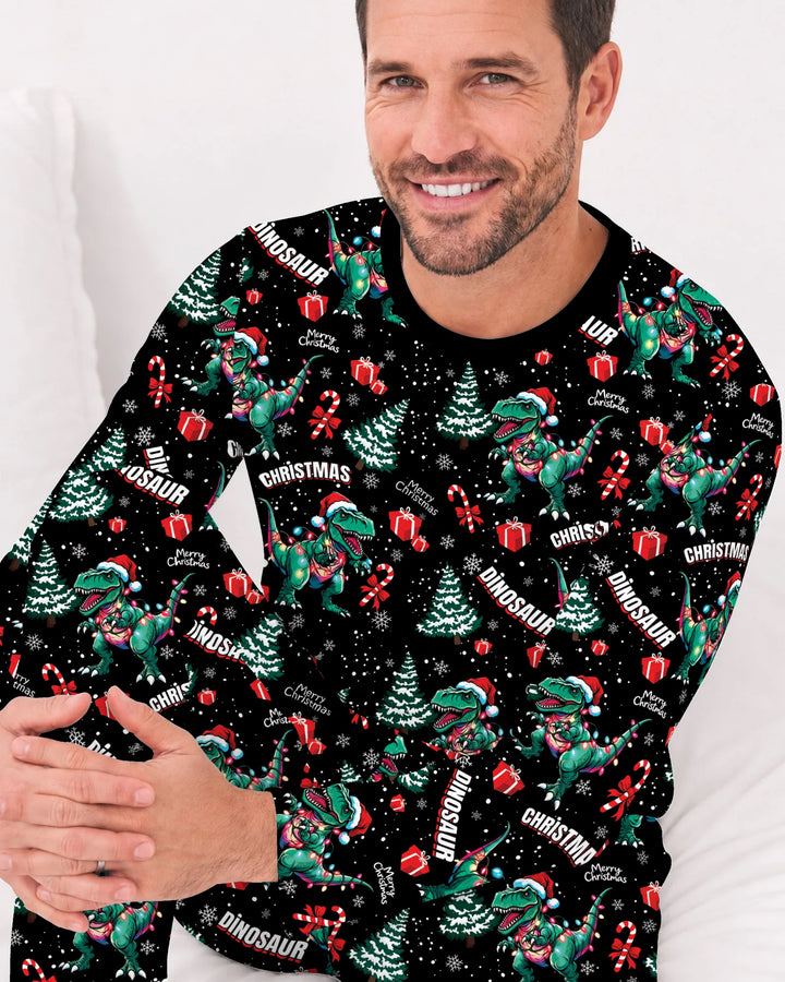 Dinosaur Raw Noel Bamboo Men's Pajama Set