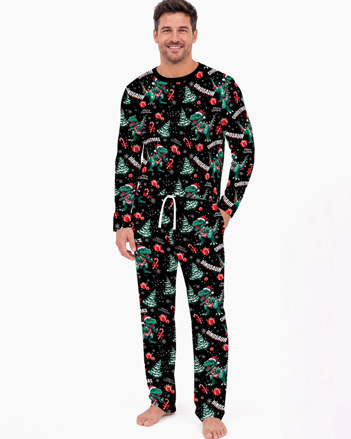 Dinosaur Raw Noel Bamboo Men's Pajama Set