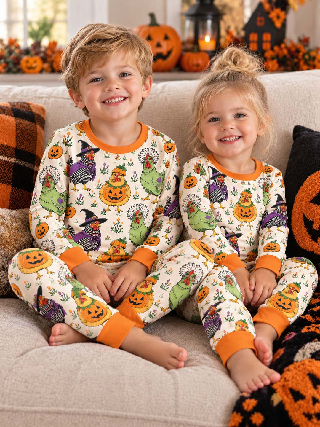 Halloween Chicken Costume Party Bamboo Two Piece Long Sleeve Pajama Set
