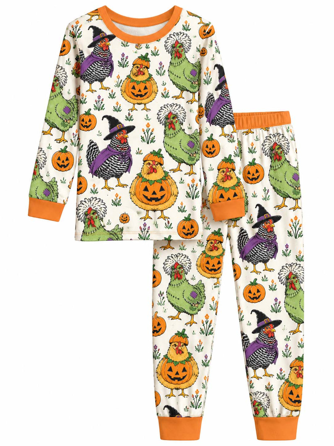 Halloween Chicken Costume Party Bamboo Two Piece Long Sleeve Pajama Set