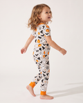 Halloween Boo & Pumpkin Glow In The Dark Zweiteiliger Schlafanzug mit kurzen Ärmeln aus Bambus
