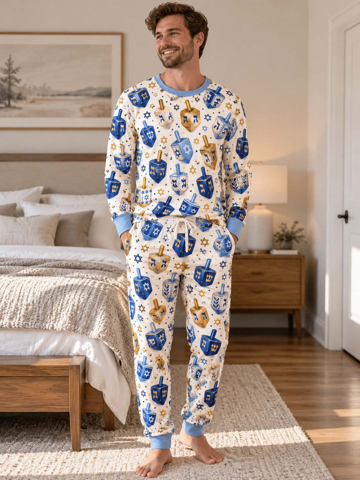 Hanukkah Dreidel Celebration Bamboo Men's Pajama Set