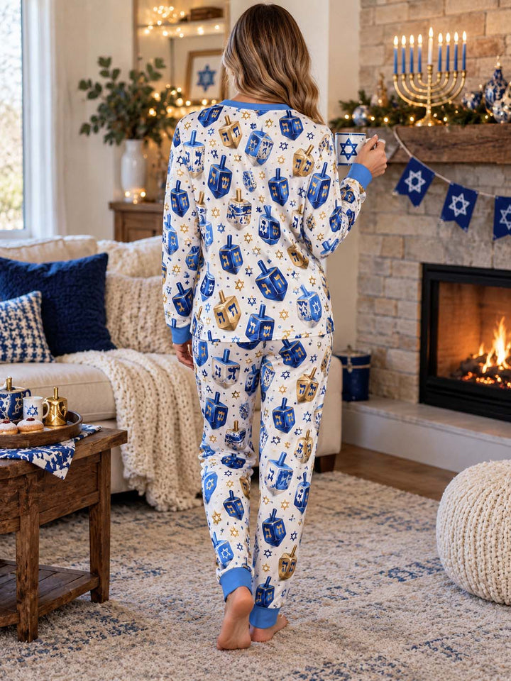 Hanukkah Dreidel Celebration Bamboo Women Pajama Set