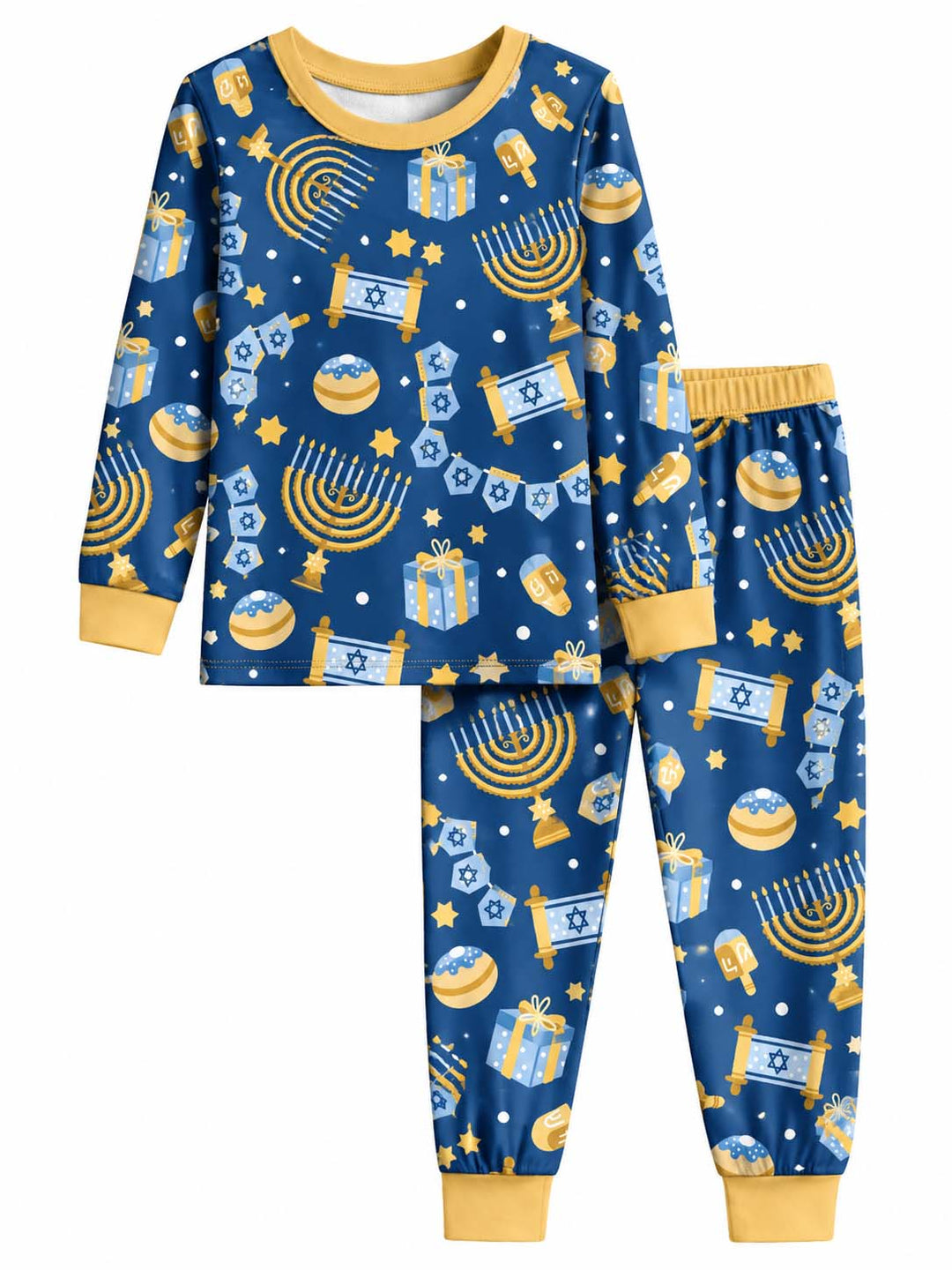 Hanukkah Festival of Lights Bamboo Two Piece Long Sleeve Pajama Set
