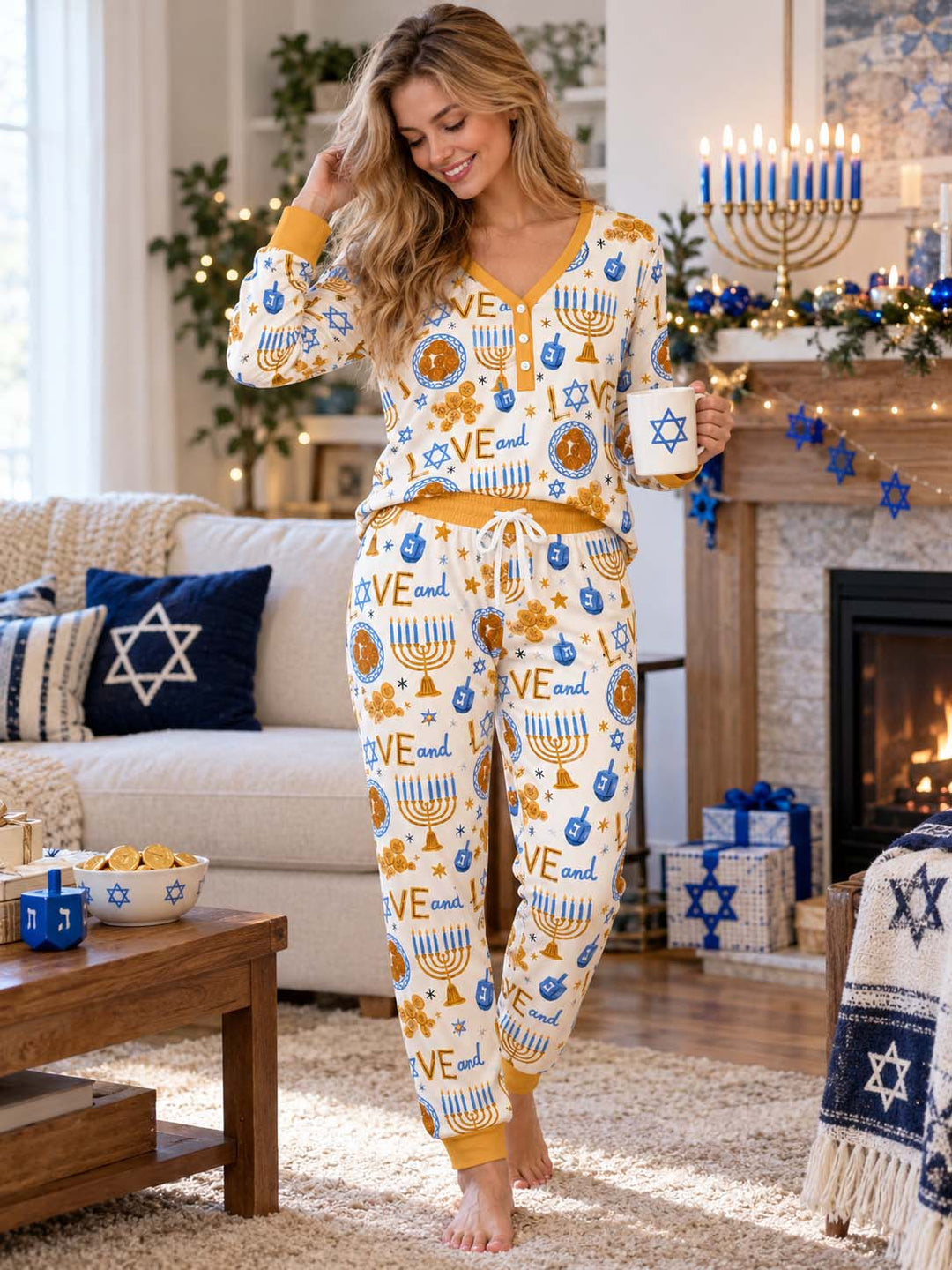 Hanukkah Love and Light Bamboo Women Pajama Set