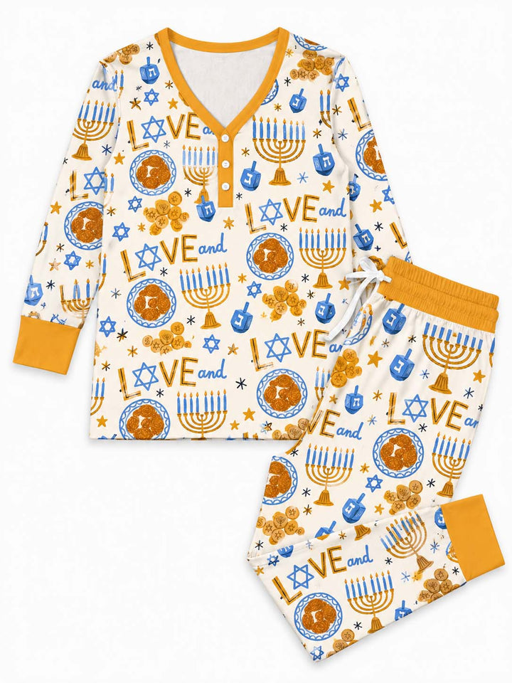 Hanukkah Love and Light Bamboo Women Pajama Set