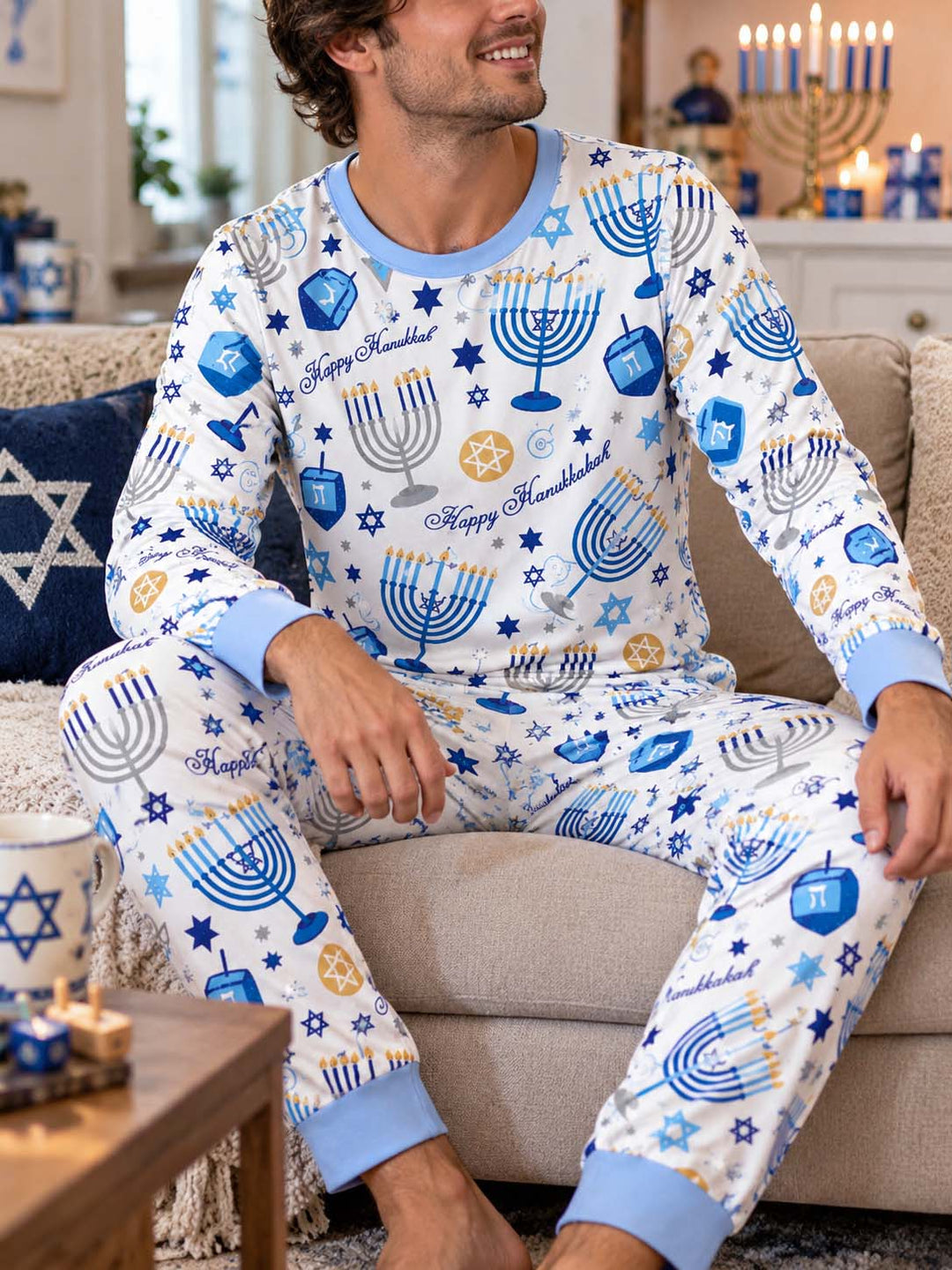 Happy Hanukkah Celebration Bamboo Men's Pajama Set