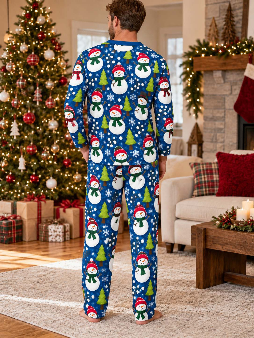 Happy Snowman Winter Bamboo Men's Pajama Set