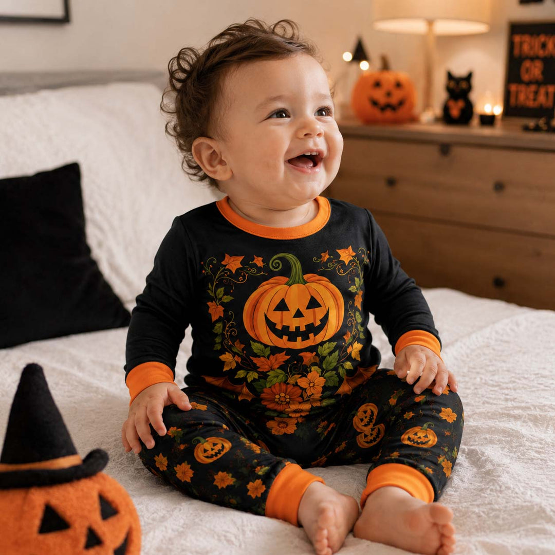 Harvest Pumpkin Glow Bamboo Two Piece Long Sleeve Pajama Set