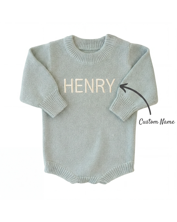 Personalisierter einfarbiger Strickpullover mit Blasenmuster