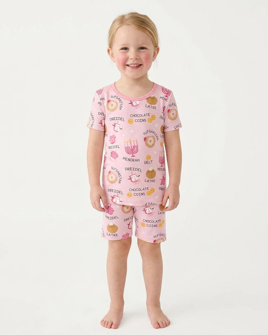 Family Hanukkah Matching Bamboo Two Piece Short Sleeve Shorts Pajama Set