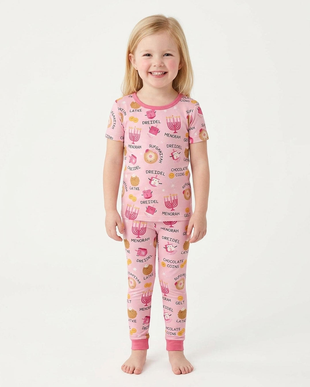 Family Hanukkah Matching Bamboo Two Piece Short Sleeve Pajama Set