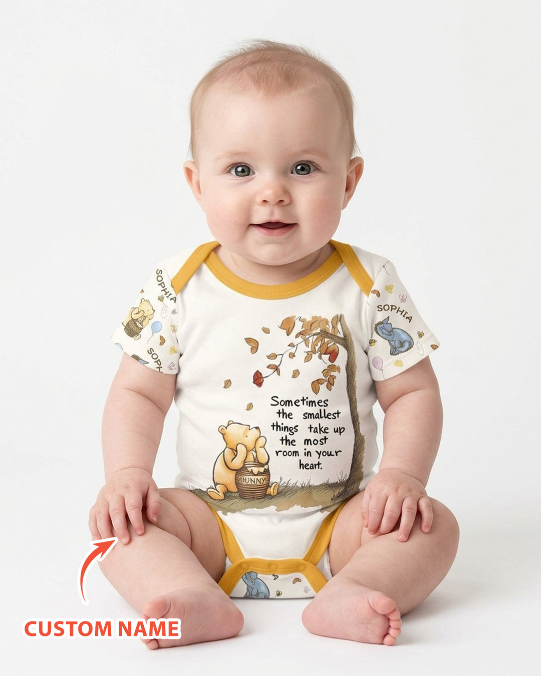 Little Things, Big Love Classic Bear Custom Name Bamboo Bodysuit