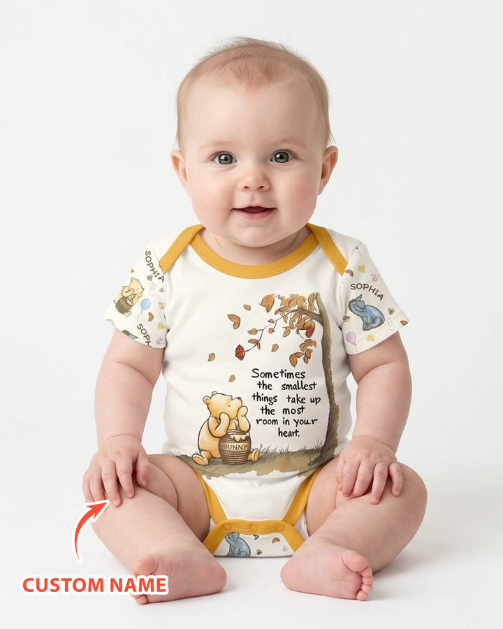 Little Things, Big Love Classic Bear Custom Name Bamboo Bodysuit