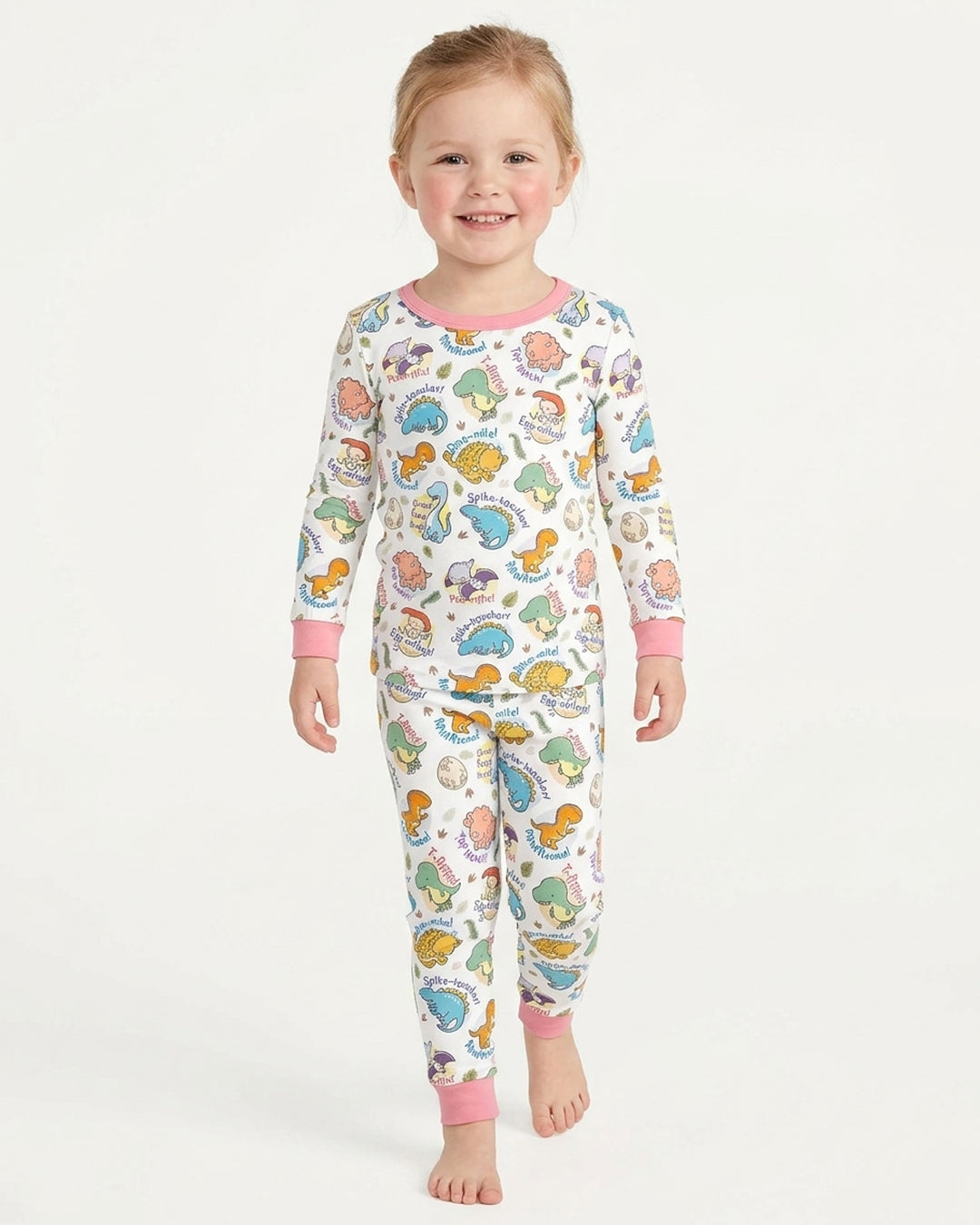 Cute Dinosaur Pun Bamboo Two Piece Long Sleeve Pajama Set