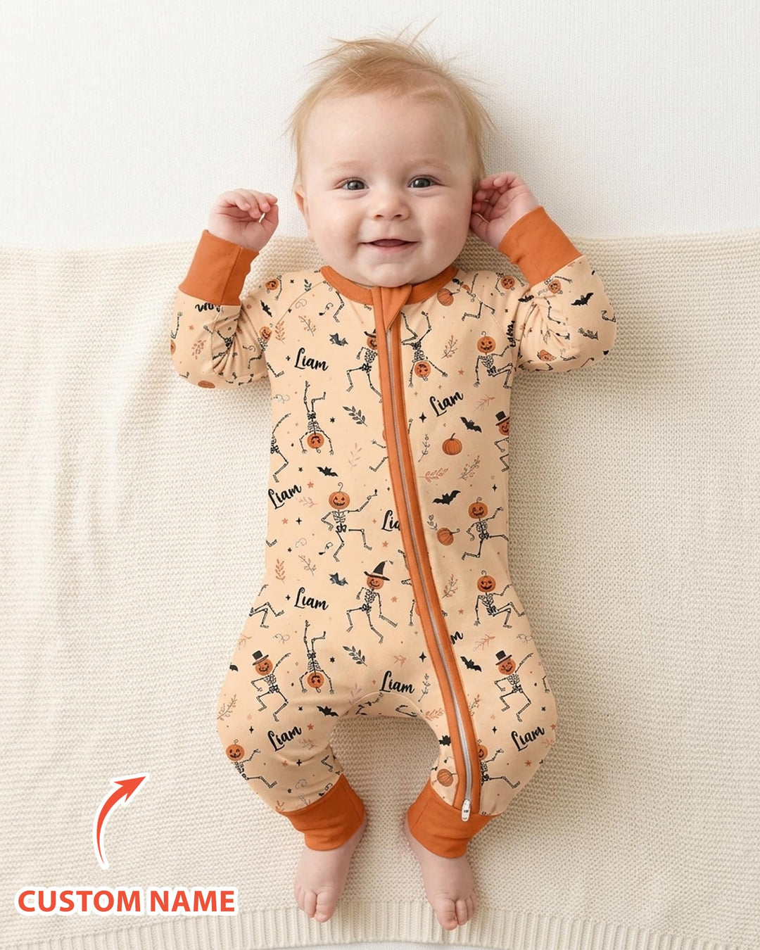 Dancing Pumpkin Skeleton Halloween Bamboo Convertible Zippy