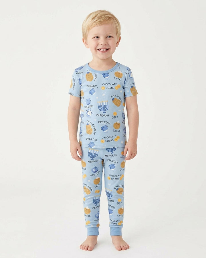 Family Hanukkah Matching Bamboo Two Piece Short Sleeve Pajama Set
