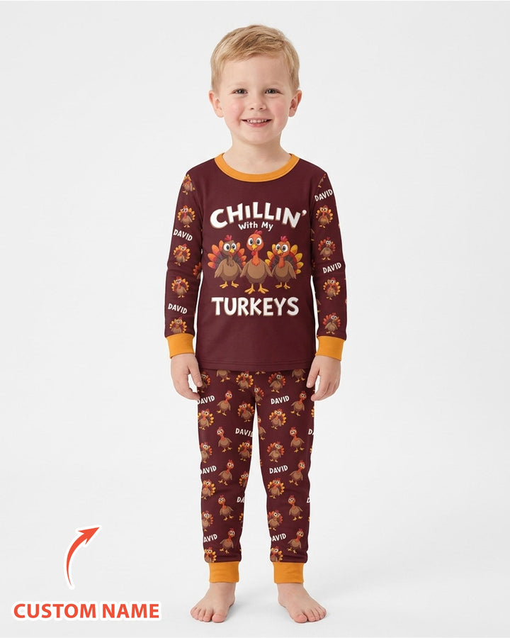 Chillin With Turkey Bamboo Two Piece Long Sleeve Pajama Set