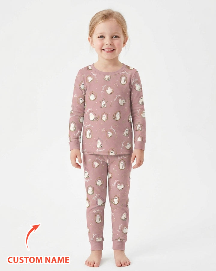 Vintage Floral Ghost Halloween Bamboo Two Piece Long Sleeve Pajama Set