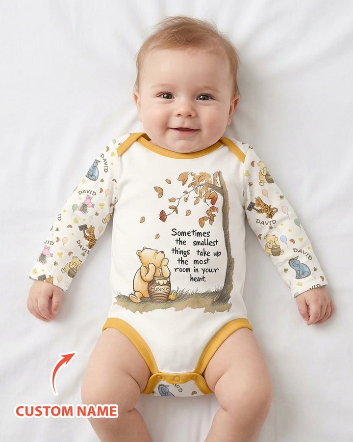 Little Things, Big Love Classic Bear Custom Name Bamboo Bodysuit