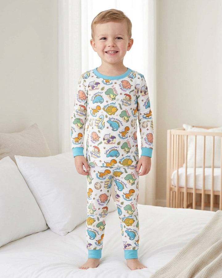 Cute Dinosaur Pun Bamboo Two Piece Long Sleeve Pajama Set