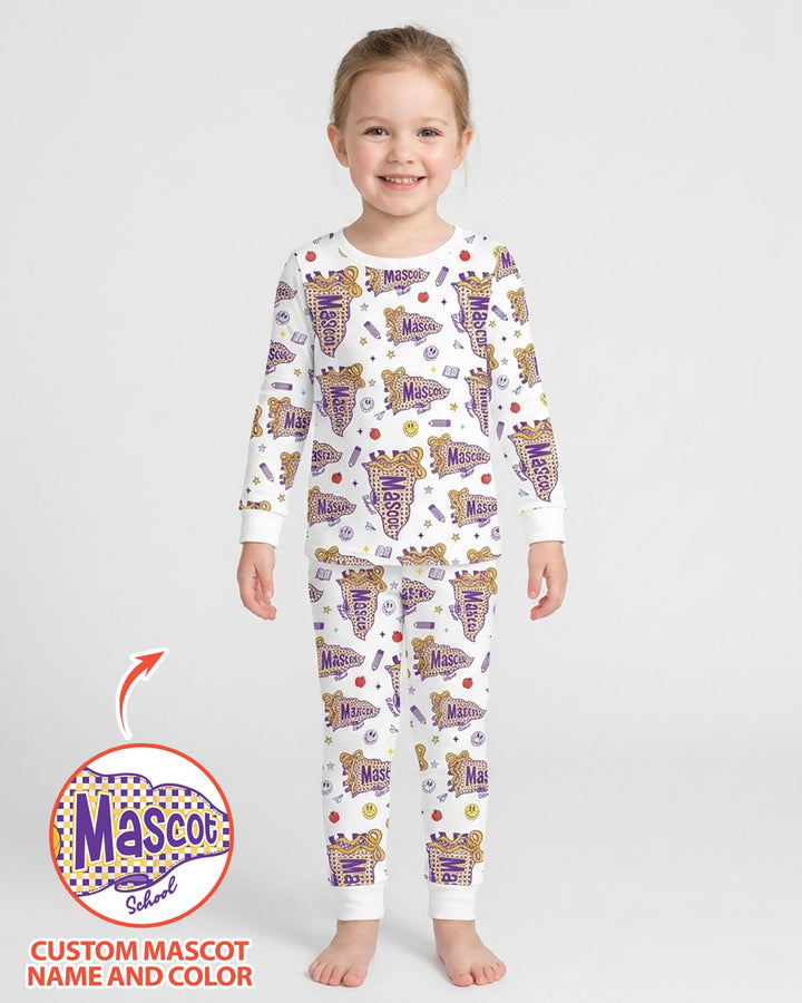 Custom Mascot School Name Bamboo Two Piece Long Sleeve Pajama Set