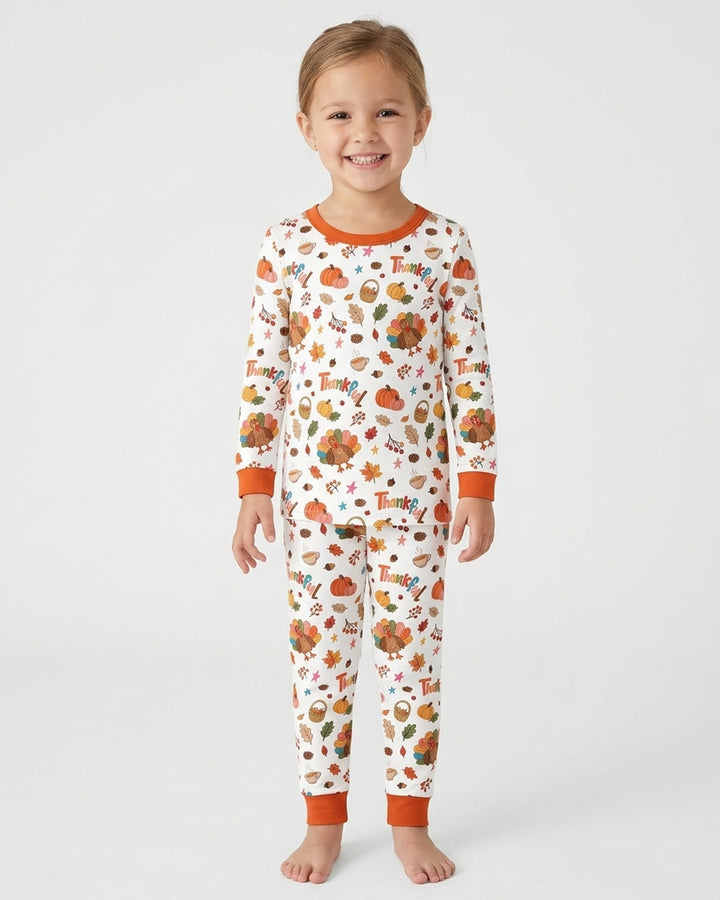 Thankful Turkey Bamboo Two Piece Long Sleeve Pajama Set