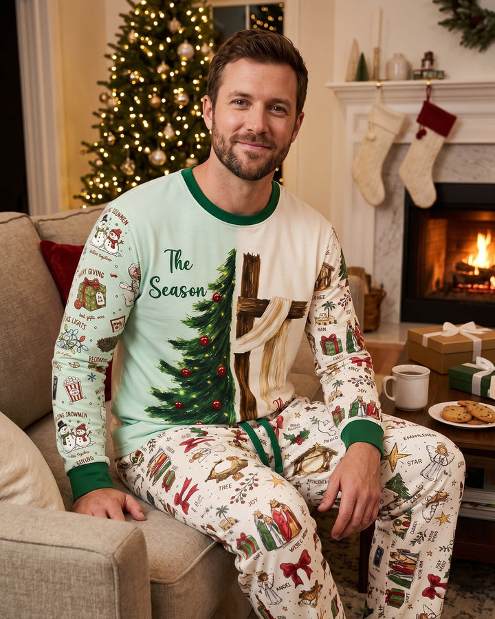 Jesus Is The Reason For The Season Family Matching Bamboo Men's Pajama Set