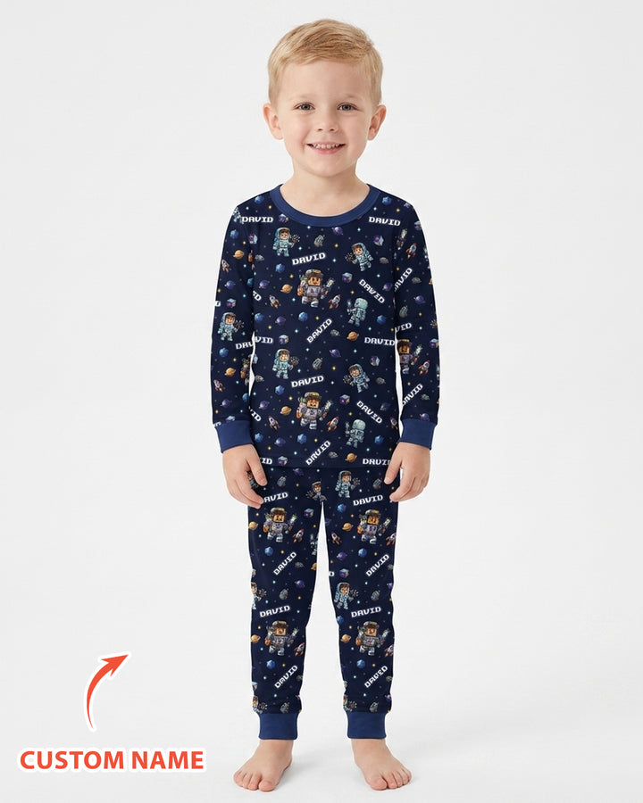 Blocky Universe Bamboo Two Piece Long Sleeve Pajama Set