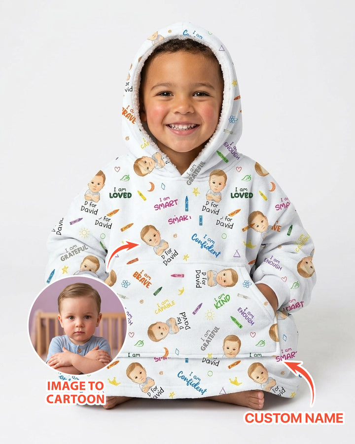 Kids Affirmations Custom  Bamboo Blanket Hoodie