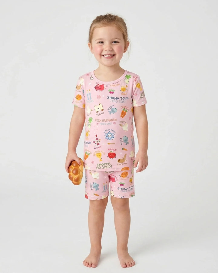 Schlafanzug-Set zweiteilig, kurze Ärmel, kurze Hose, Bambus