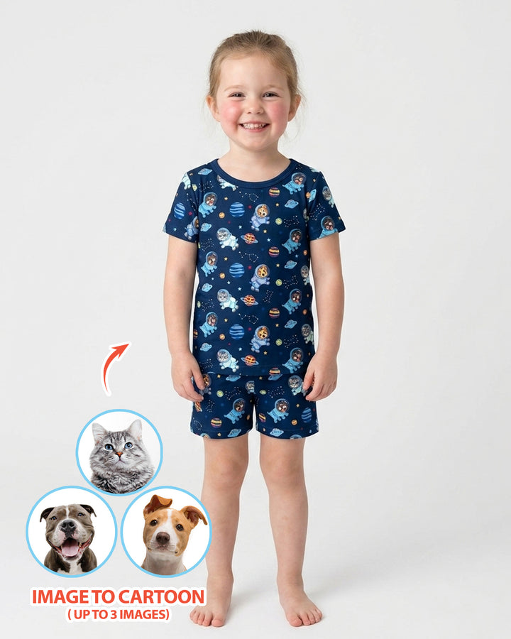 Schlafanzug-Set zweiteilig, kurze Ärmel, kurze Hose, Bambus