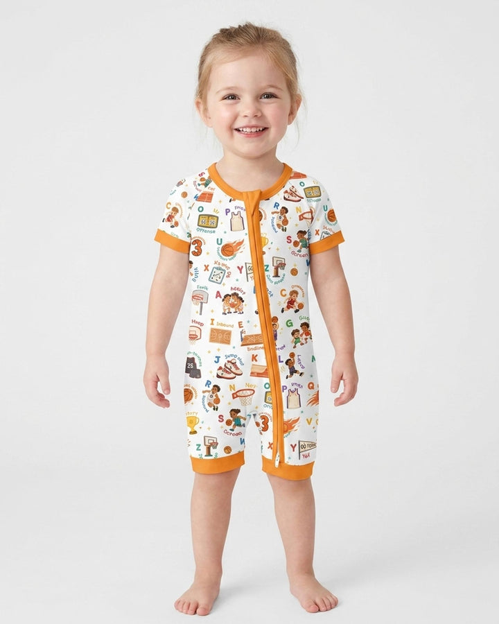 Basketball Alphabet Bamboo Shorty Zippy