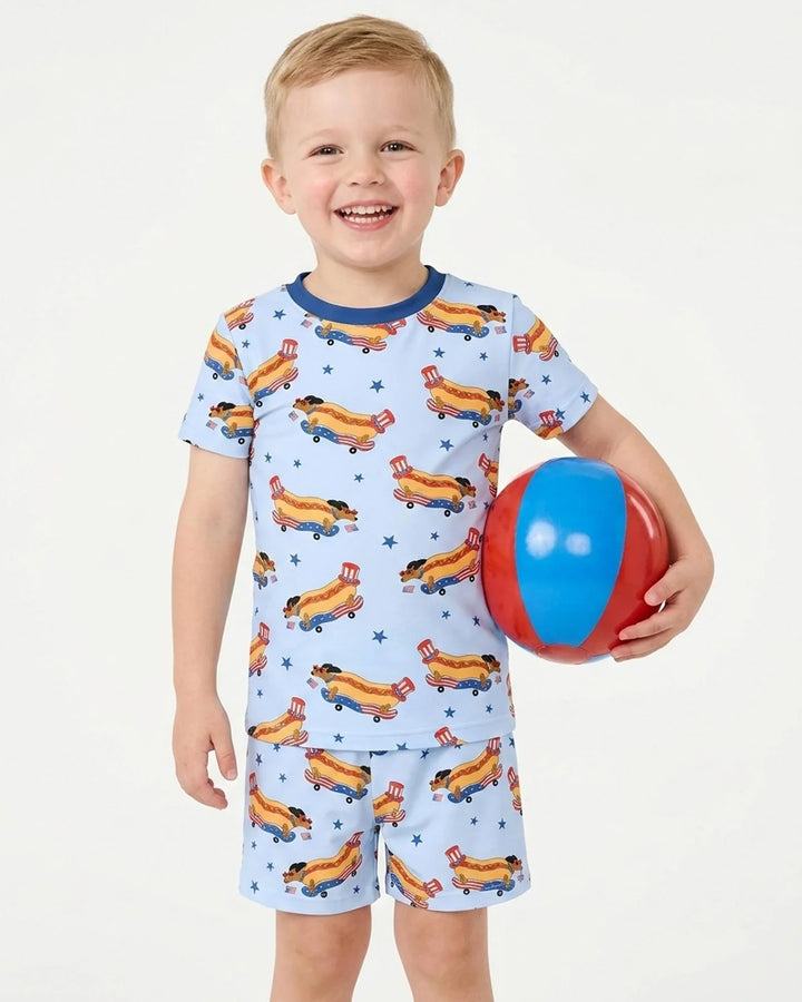 Schlafanzug-Set zweiteilig, kurze Ärmel, kurze Hose, Bambus