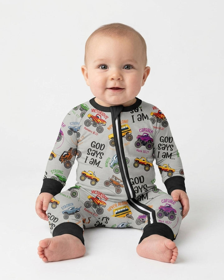 God Says I Am Monster Truck Bamboo Convertible Zippy