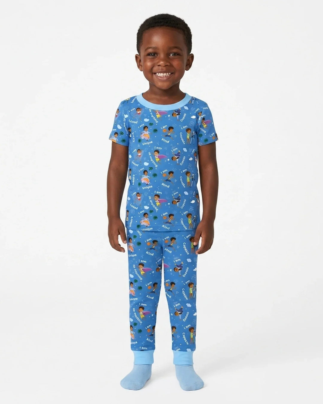 Black Boys I Am Smart Bamboo Two Piece Short Sleeve Pajama Set