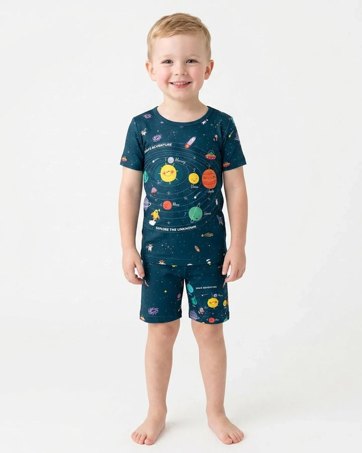 Schlafanzug-Set zweiteilig, kurze Ärmel, kurze Hose, Bambus