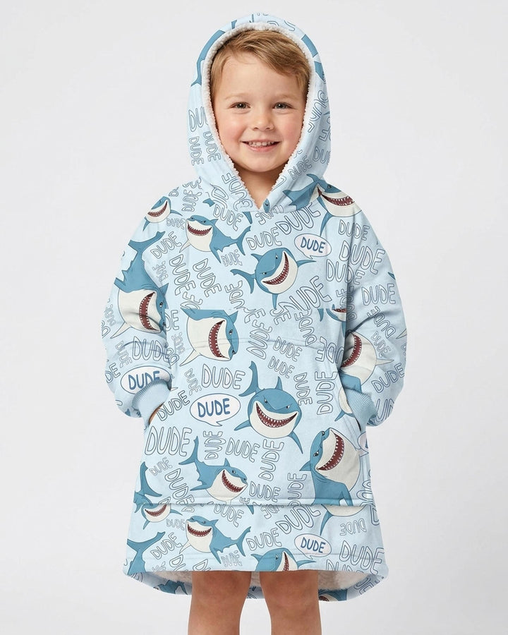 Dude Shark Bamboo Blanket Hoodie
