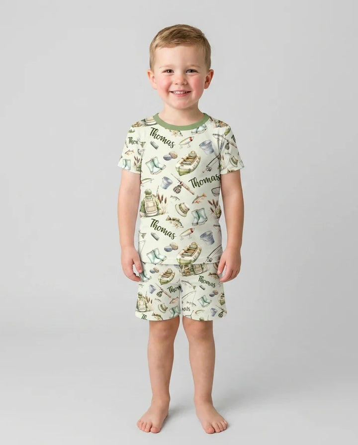 Zweiteiliges Pyjama-Set mit kurzen Ärmeln und Shorts im Sommer-Design