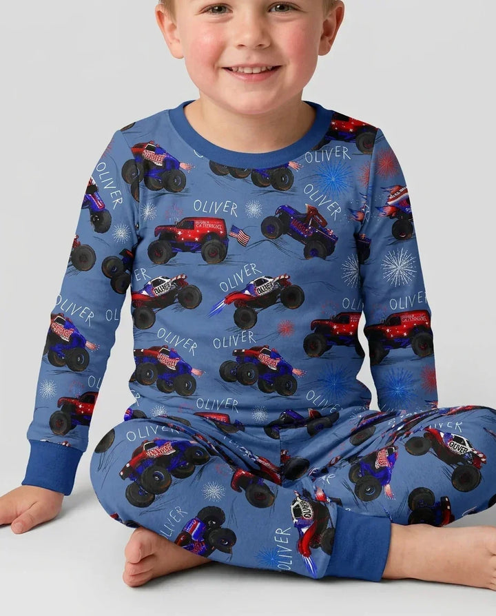 Zweiteiliges Langarm-Pyjama-Set mit Sommerfrüchten