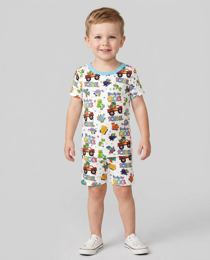 Schlafanzug-Set zweiteilig, kurze Ärmel, kurze Hose, Bambus