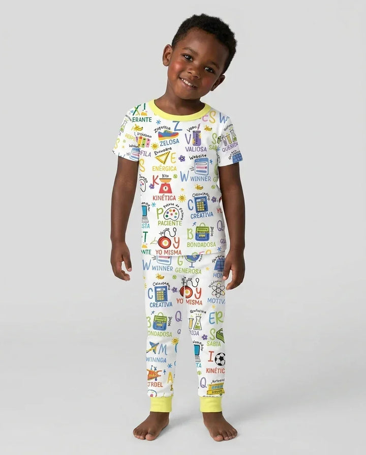 You Are Spanish Alphabet Version Bamboo Two Piece Short Sleeve Pajama Set