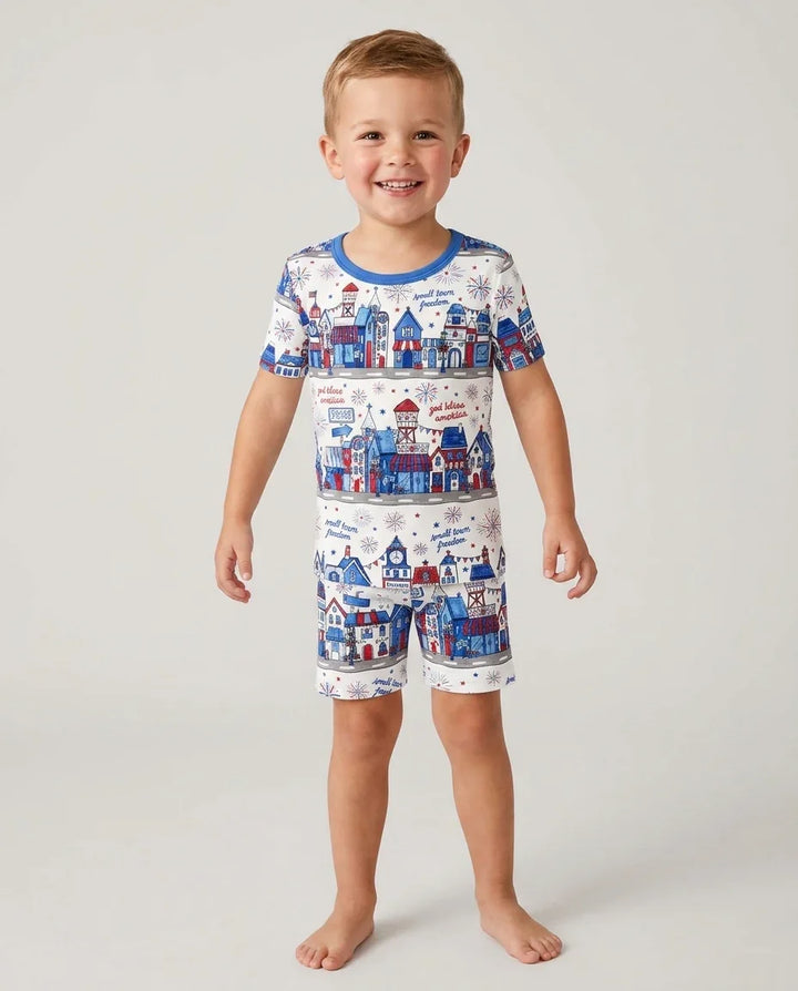 Schlafanzug-Set zweiteilig, kurze Ärmel, kurze Hose, Bambus