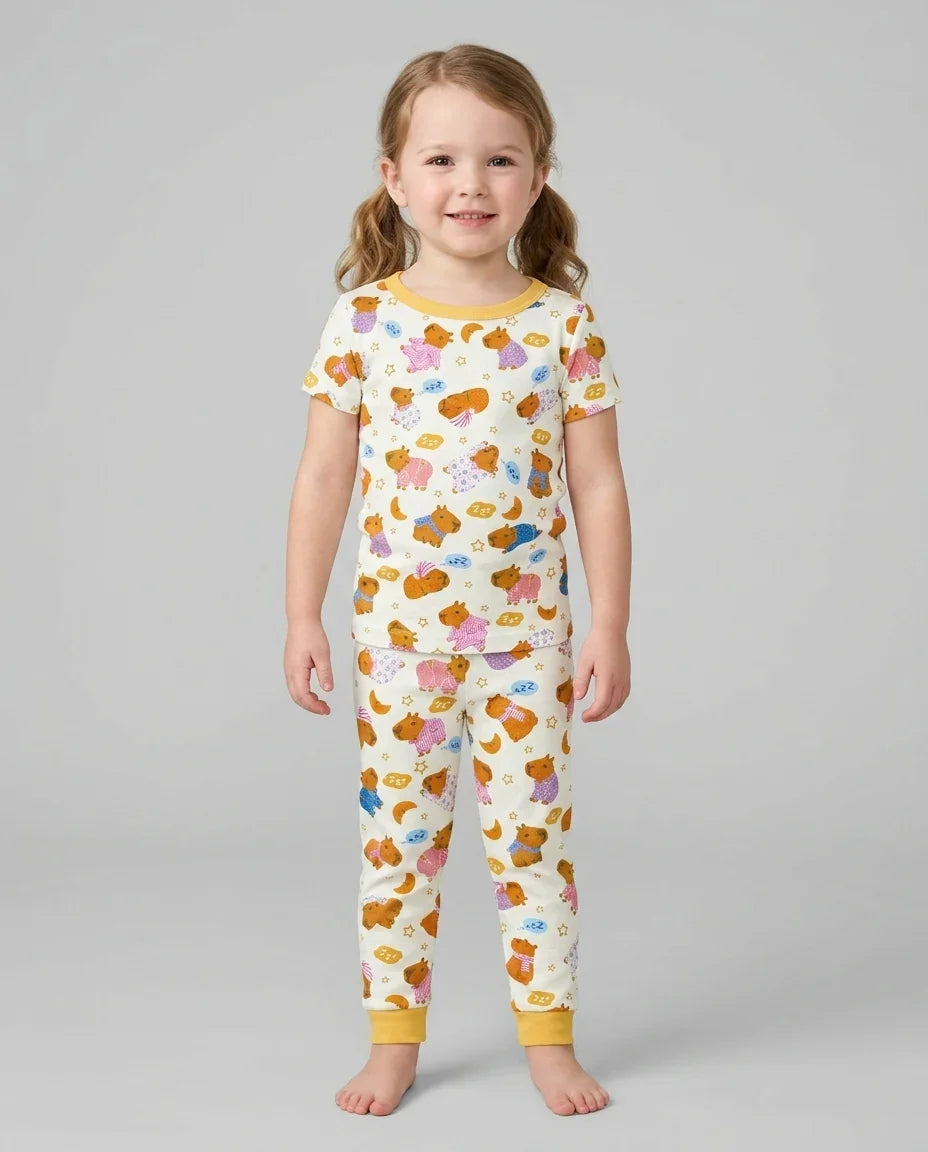 Zweiteiliges, kurzärmliges Pyjama-Set mit Marienkäfern
