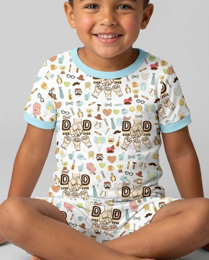 Zweiteiliges Pyjama-Set mit kurzen Ärmeln und Shorts im Sommer-Design