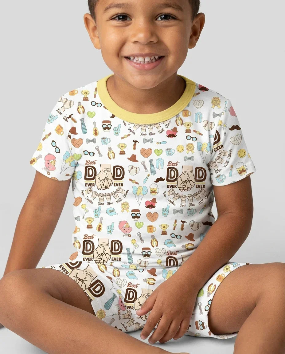 Zweiteiliges Pyjama-Set mit kurzen Ärmeln und Shorts im Sommer-Design