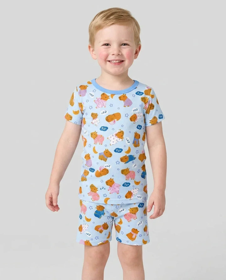 Schlafanzug-Set zweiteilig, kurze Ärmel, kurze Hose, Bambus
