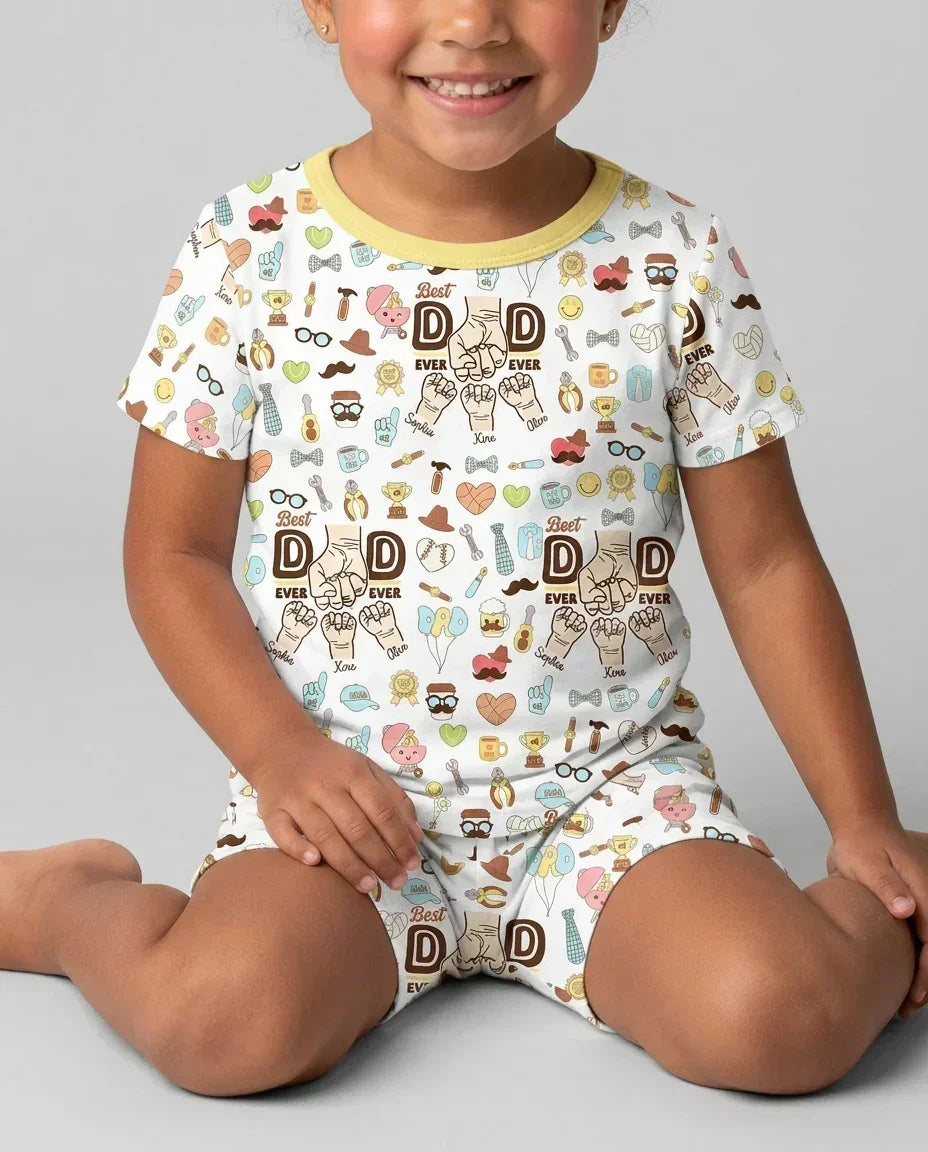 Zweiteiliges Pyjama-Set mit kurzen Ärmeln und Shorts im Sommer-Design