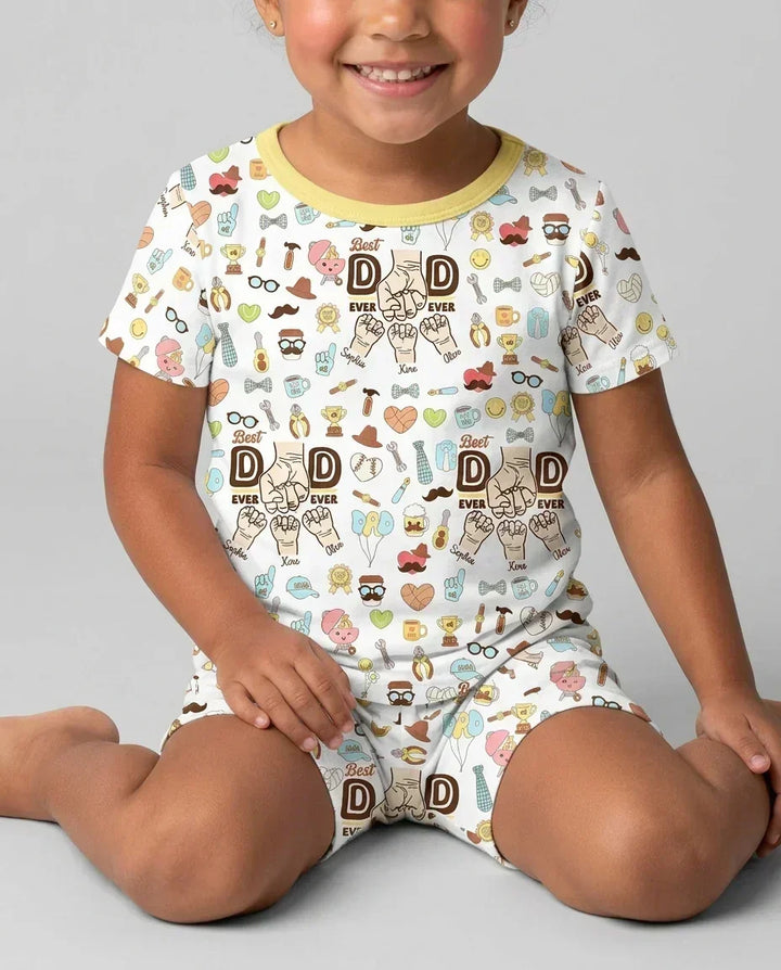 Zweiteiliges Pyjama-Set mit kurzen Ärmeln und Shorts im Sommer-Design